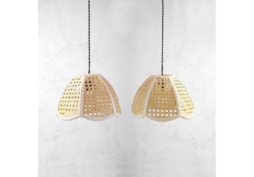 Pair Vintage Mid Century Rattan Wicker 70s Lamp Light Shades Retro Boho #102882