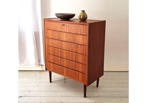 Mid Century Danish Tallboy Chest Of Drawers In Teak