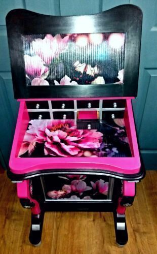 Stunning Fuchsia Pink And Black Davenport Desk Bureau With Outsize Florals Vinterior Stunning Fuchsia Pink And Black Davenport Desk Bureau With Outsize Florals Vinterior