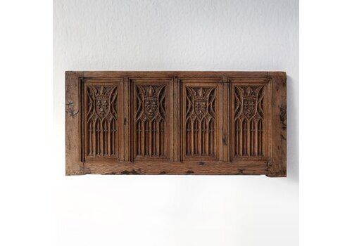 Neo Gothic Flemish Hand Carved Panel In Oak, 1850s