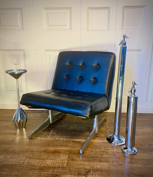 2 X Vintage Chrome Tall Column Soda Syphons. photo furniture