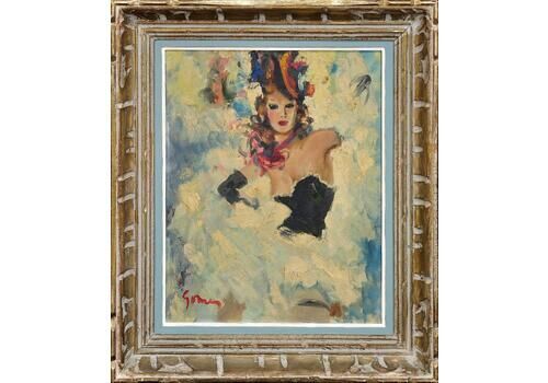 Framed 1920s French Oil Painting By Paul Elie Gernez 1888 To 1948. Danseuse De Cabaret. Cabaret Dancer.
