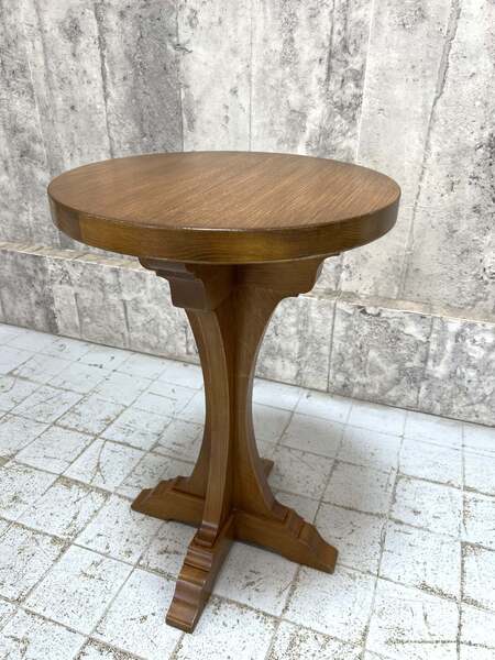 Oak Pedestal Circular Side Table photo furniture