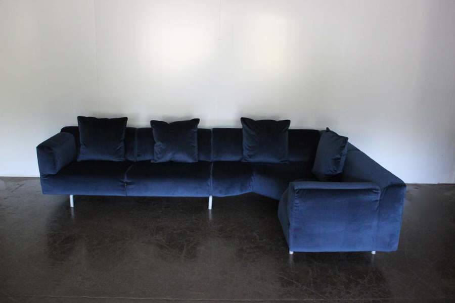 Mint Huge Cina 250 Met L Shape Sectional Sofa In Navy Blue Velvet