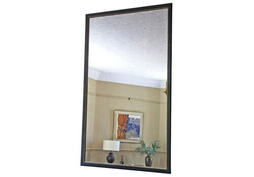 Very Large 19th Century Antique Ebonised & Gilt Overmantle Wall Mirror – Black & Gold Vintage Statement Frame