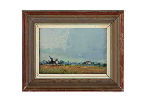 Oil On Board By Geoffrey Chatten. Norfolk Windmills