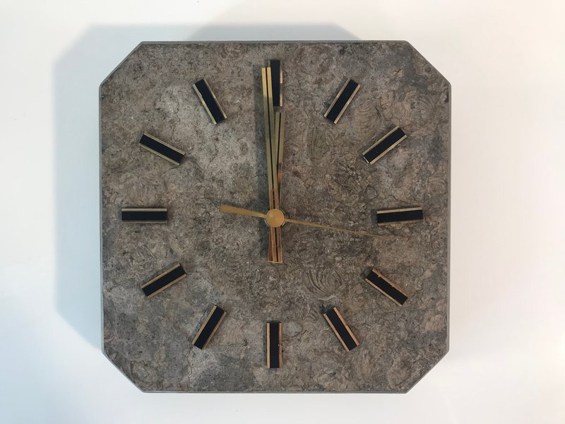 Very Heavy Stone Wall Clock German Clock Made In West Germany 1960's Vinterior