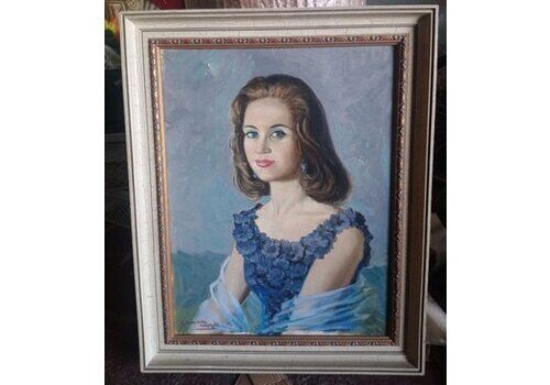 C. Almenara Marqués, Mid Century Portrait Of A Lady, 1950s, Oil On Canvas