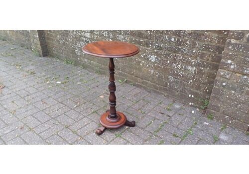 Antique Mahogany Tripod Wine Table Vintage Round Side Table With Scroll Feet, Small Occasional Lamp Stand, Turned Pedestal, Rich Patina