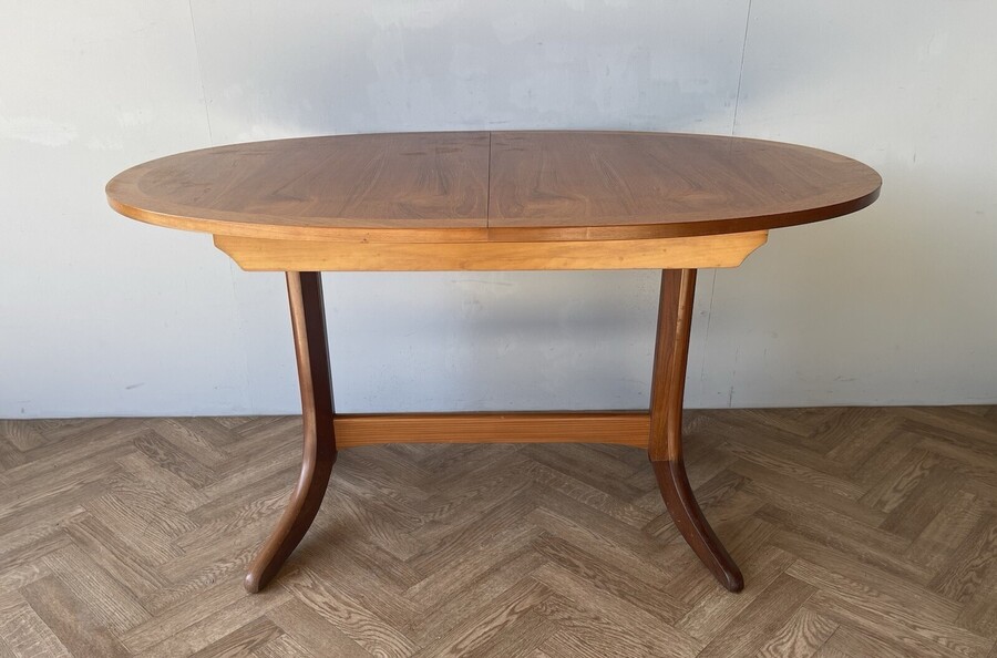 Nathan Large Vintage Mid Century Oval Extending Teak Dining Table photo for sale