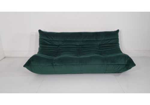 Ligne Roset Togo 3 Seater In Deep Green Velvet. Excellent Condition