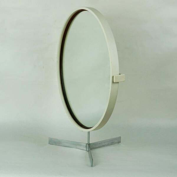 White Scandinavian Modern Table Mirror By U. And O. Kristiansson For Luxus photo furniture