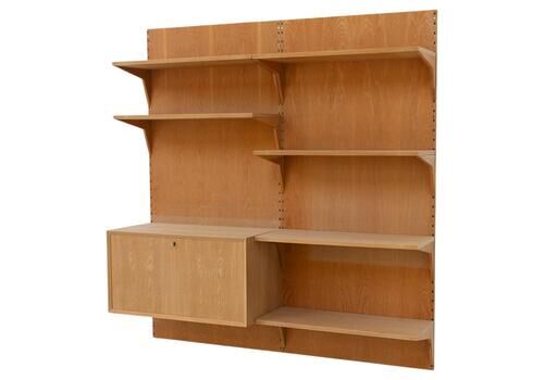 Danish Modern 2 Bay Modular Oak Wall Unit By Poul Cadovius For Cado 1960s.