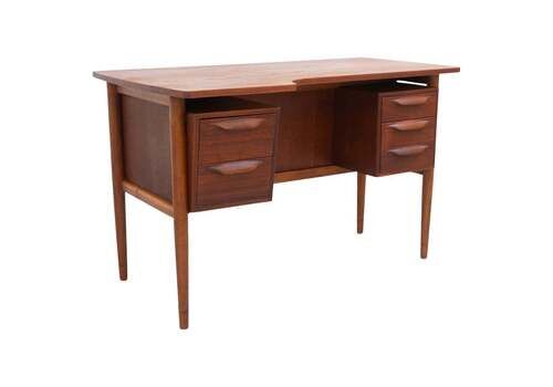 Danish Mid Century Modern Asymmetrical Teak Desk, 1950s.