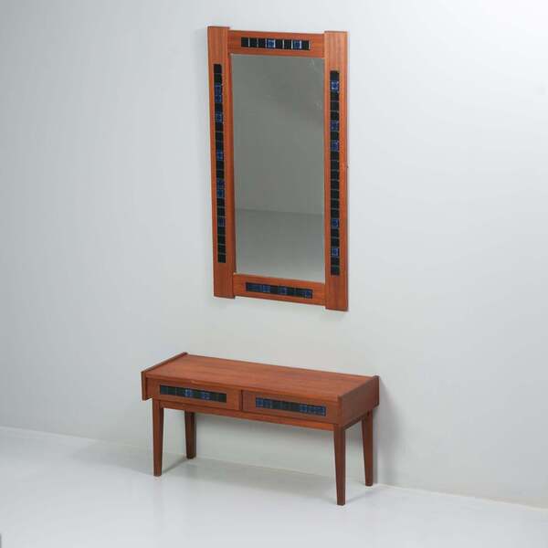 Danish Console Table With Mirror, 1960s photo furniture
