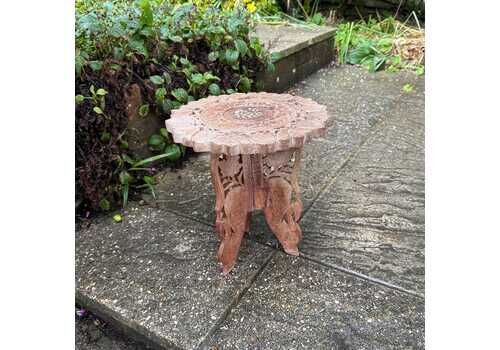 Vintage Carved Wooden Table, Small Vintage Carved Asian Table, Indian Wooden Table   Small Table Or Plant Stand, Lamp Table, Display Table