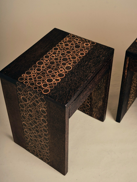 Pair Of Vintage Postmodern French Side Tables By R & Y Augousti, C.1990s photo furniture