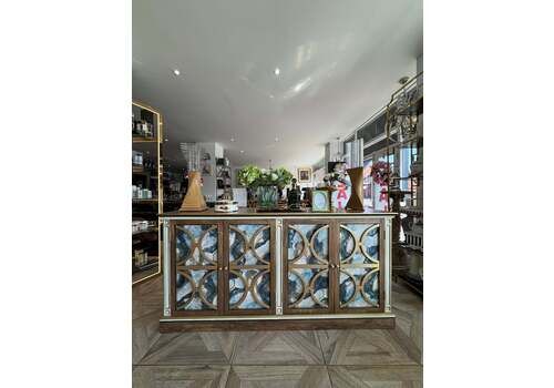Solid Wood Marble Print Upcyled Sideboard