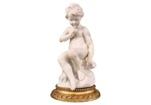 Carrara Marble Statue Of Cupid, 19th Century, After étienne Maurice Falconet