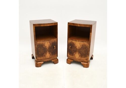 Pair Of Art Deco Burr Walnut Bedside Cabinets