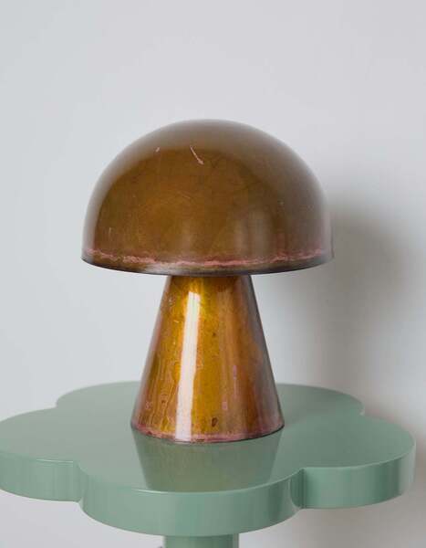 Bronze And Pink Splatter Mushroom Lamp photo furniture