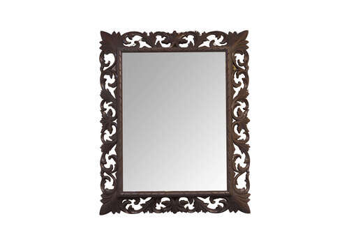 Large 19th Century Mirror In Carved And Painted Wooden Frame