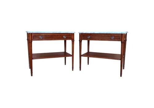 Early 20th Century French Walnut Nightstands Or Side Tables, Set Of 2