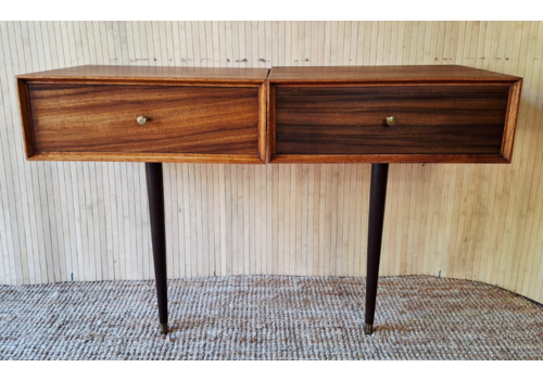 Fab Vintage Mid Century Pair Of Uniflex Teak Bedside Tables Pedestals Cabinets