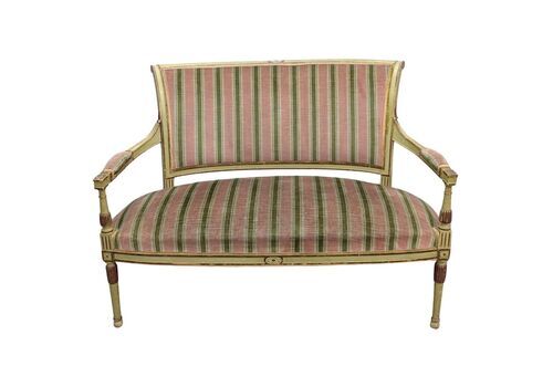 Directoire Style Sofa, Lacquered And Painted, With Green Velvet Top