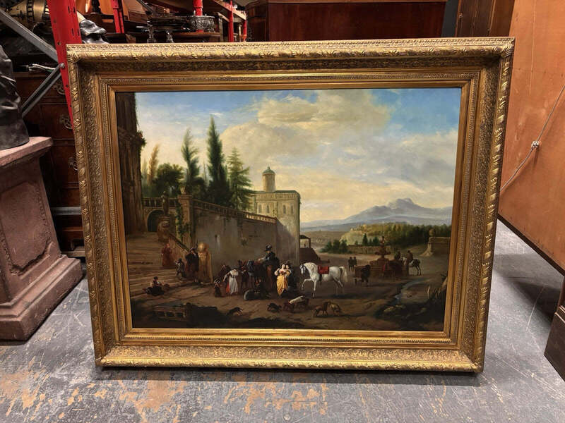 Large Oil On Canvas In Chunky Gold Gilt Frame. 127 X 102 Cms photo furniture