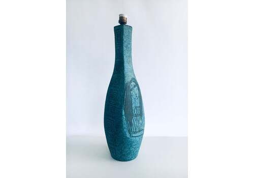 Very Rare Art Ceramics Sgraffito Table Lamp By Alvino Bagni For Raymor, Italy 1960