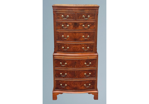 Burr Walnut Serpentine Chest On Chest Reprodux Bevan Funnel