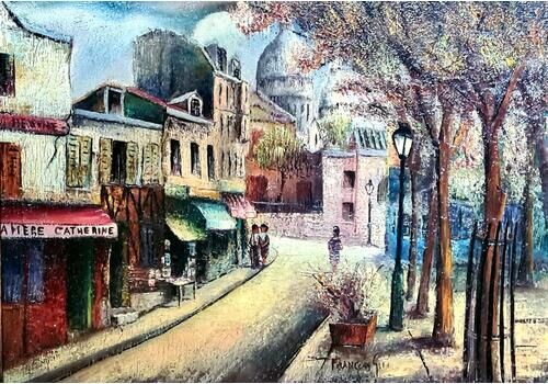 Augustin Francois Guille Aka Archiguille, Paris School Cityscape, Circle Of Maurice Utrillo, La Mère Catherine Montmartre (1960)