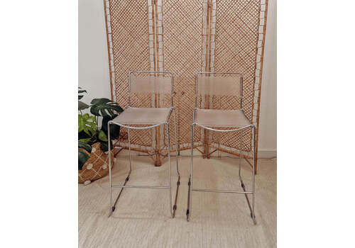 Mid Century Spaghetti Chrome Kitchen / Bar Stools (Pair)