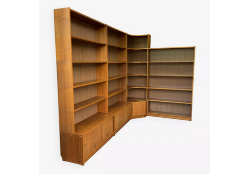 Viintage Danish Modular Teak Library Bookshelf Corner Unit Bookcase Mid 20th Century 1960s