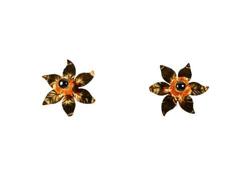 Pair Of Florentine Flower Shape Wall Lamps By Hans Kögl, Germany, 1950s