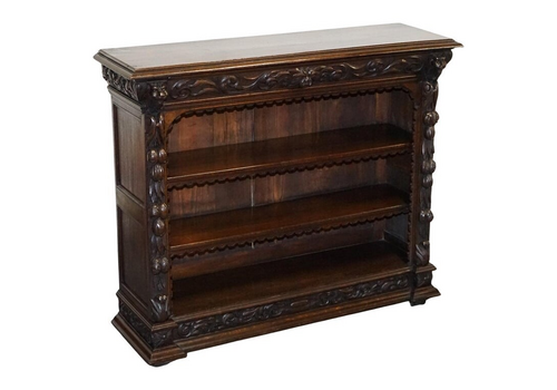 Antique Circa 1800 Oak Greenman & Lionheads Dwarf Open Bookcase
