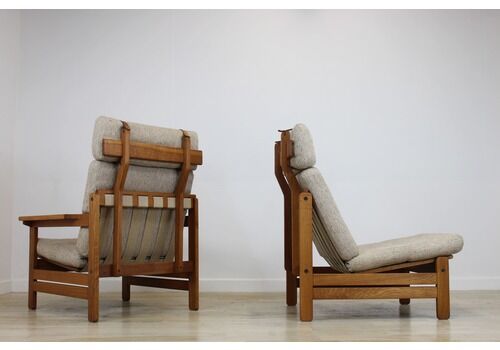 Pair Of Oak Hunting Chairs By Aksel Dahl For Kp Mobler