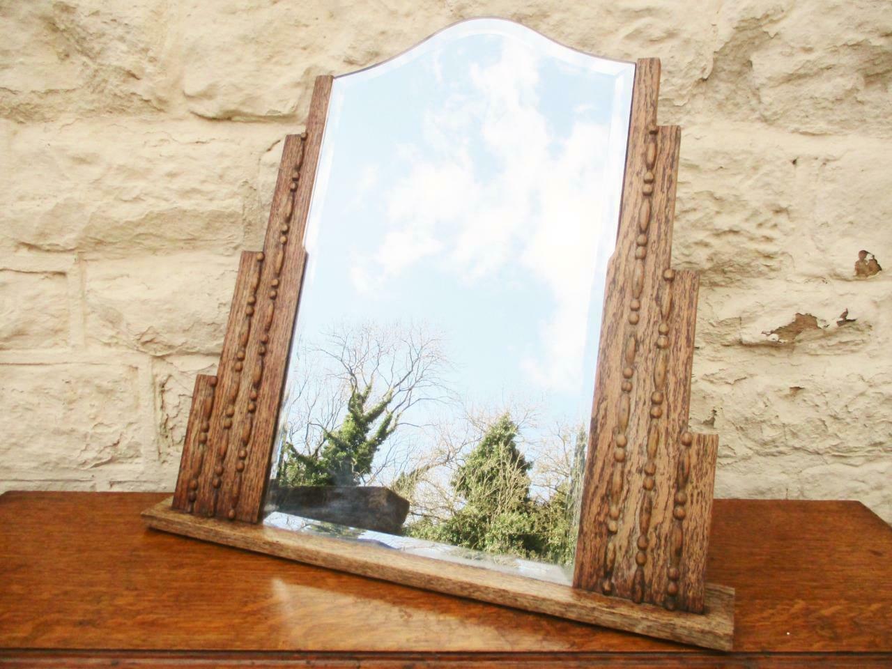 Vintage 1930 S Art Deco Free Standing Mirror On Oak Frame Vinterior