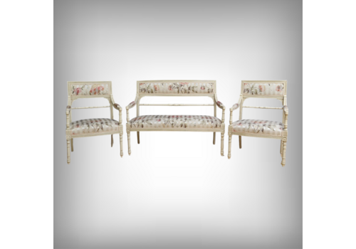 Louis XVI Style Living Room With Benches And Armchairs – 2nd Part Of The 20th Century