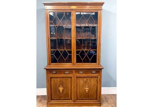 Edwardian Bookcase Cabinet Mahogany Hepplewhite 1910