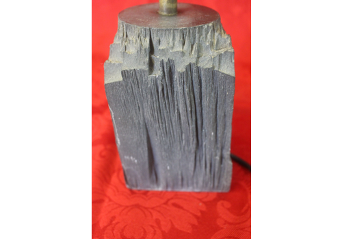 Antique Grey Natural Slate Table Desk Base Lamp Mid Century Stone 26 X 10 Cm