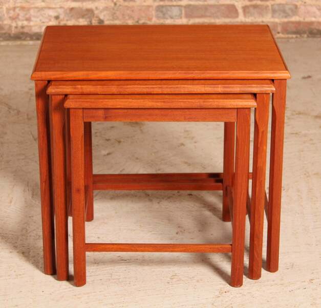 Danish Mid Century Teak Nest Of Three Tables By Toften Mobelfabrik, Circa 1960s photo for sale