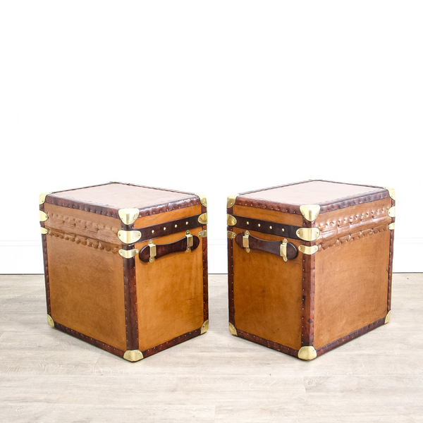 Pair Of Leather Trunks Or Storage Boxes photo Furniture