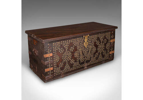 Antique Studded Zanzibar Chest, African, Carriage Trunk, Victorian, Circa 1850