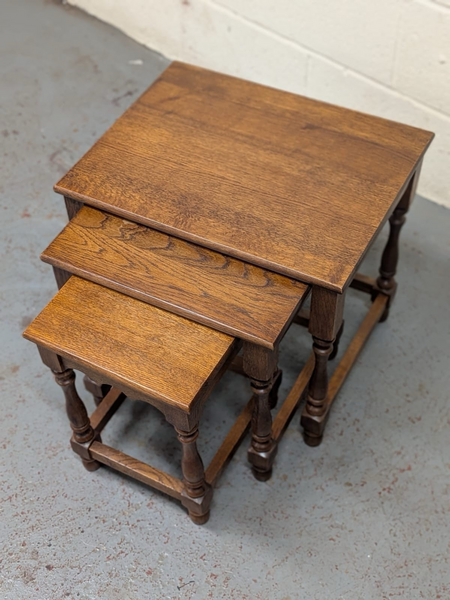 Vintage Solid Oak Nest Of Tables photo furniture