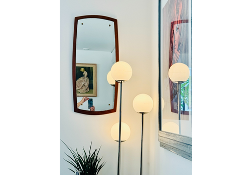 Mid Century Modern Teak Wood Wall Mirror C1960s Vertical Or Horizontal