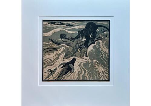 Norbertine Bresslern Roth 1891 1978 Woodcut Signed In Pencil Signature And Handdrucke The Flood.Size Of Image 26.5 X 29.5cm
