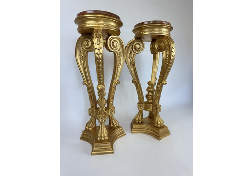 Large Gold Gilt Marble Top Plinths Torchères