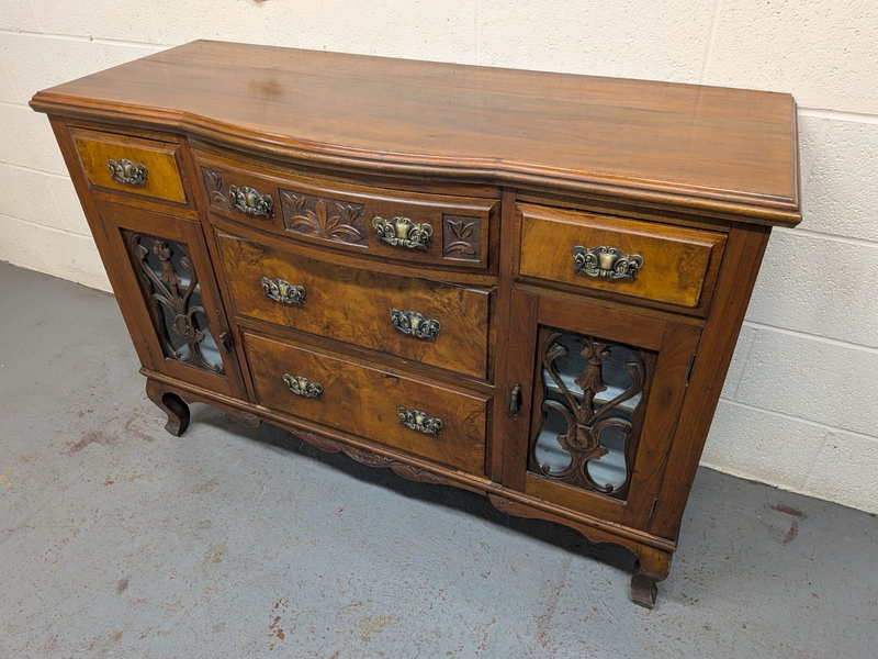 Edwardian Burr Walnut Display Sideboard photo furniture